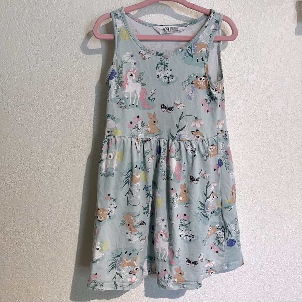 H&M Blue Spring Woodland Animal Dress Size 5T